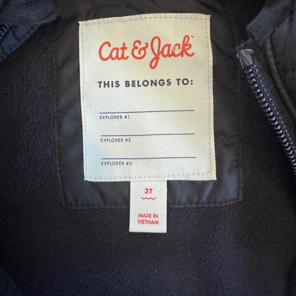 Cat & Jack Toddler Boys Black Quilted Puffer Jacket with Hood 3T - Picture 5 of 8